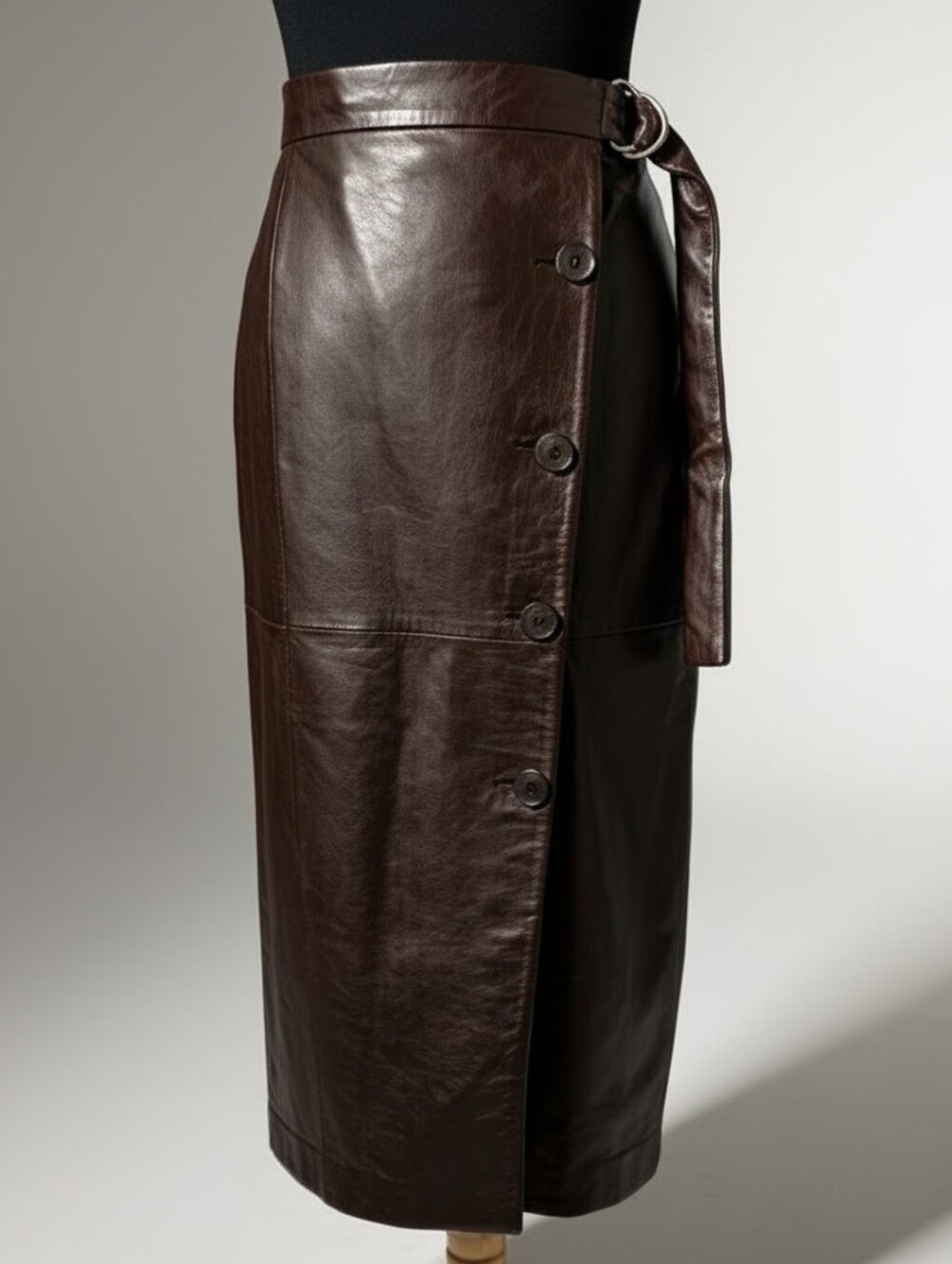 French Connection Arbia Genuine Leather Midi Asymmetrical Wrap Skirt Size 12